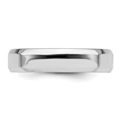 SS Rhodium-plated 5mm Bevel Edge Size 8.5 Band