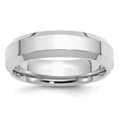 Sterling Silver Rhodium-plated 6mm Bevel Edge Size 10.5 Band