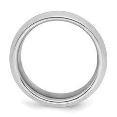 SS Rhodium-plated 8mm Bevel Edge Size 8.5 Band