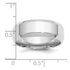 SS Rhodium-plated 8mm Bevel Edge Size 8.5 Band