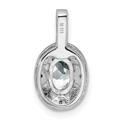 Sterling Silver Rhodium-plated Diam. & White Topaz Pendant - 2