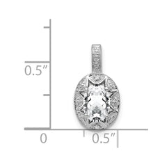 Sterling Silver Rhodium-plated Diam. & White Topaz Pendant - 2