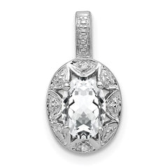 Sterling Silver Rhodium-plated Diam. & White Topaz Pendant - 2