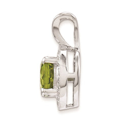 Sterling Silver Rhodium-plated Diam. & Peridot Pendant - 3