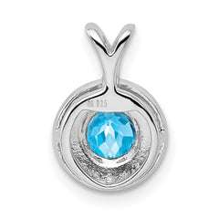 Sterling Silver Rhodium-plated Diam. & Blue Topaz Pendant - 2