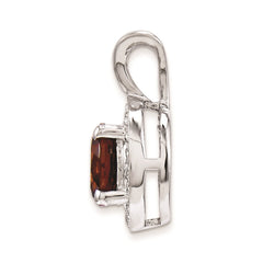 Sterling Silver Rhodium-plated Diam. & Garnet Pendant - 2