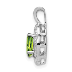 Sterling Silver Rhodium-plated Diam. & Peridot Pendant - 2