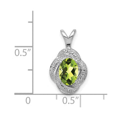 Sterling Silver Rhodium-plated Diam. & Peridot Pendant - 2