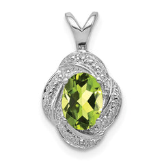 Sterling Silver Rhodium-plated Diam. & Peridot Pendant - 2