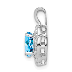Sterling Silver Rhodium-plated Diam. & Blue Topaz Pendant - 3