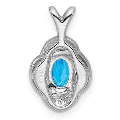 Sterling Silver Rhodium-plated Diam. & Blue Topaz Pendant - 3