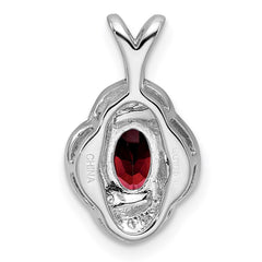 Sterling Silver Rhodium-plated Diam. & Garnet Pendant - 3