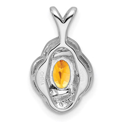 Sterling Silver Rhodium-plated Diam. & Citrine Pendant - 3