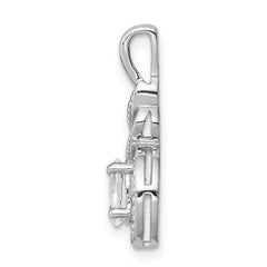 Sterling Silver Rhodium-plated White Topaz & Diam. Pendant - 2