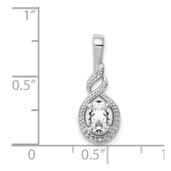 Sterling Silver Rhodium-plated White Topaz & Diam. Pendant - 2