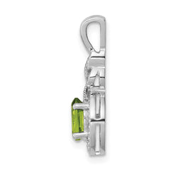 Sterling Silver Rhodium-plated Peridot & Diam. Pendant - 5