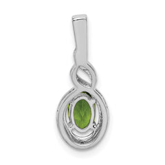 Sterling Silver Rhodium-plated Peridot & Diam. Pendant - 5