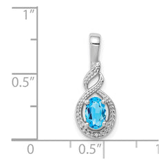 Sterling Silver Rhodium-plated Swiss Blue Topaz & Diam. Pendant