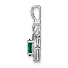Sterling Silver Rhodium-plated Created Emerald & Diam. Pendant - 5