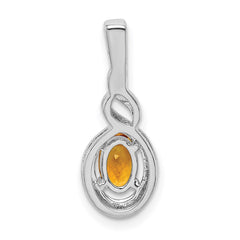Sterling Silver Rhodium-plated Citrine & Diam. Pendant - 2