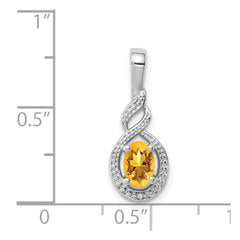 Sterling Silver Rhodium-plated Citrine & Diam. Pendant - 2