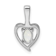 Sterling Silver Rhodium-plated Created Opal & Diam. Pendant - 2