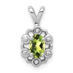 Sterling Silver Rhodium-plated Peridot & Diam. Pendant - 4