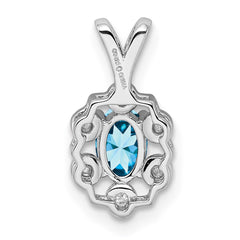 Sterling Silver Rhodium-plated Light Swiss Blue Topaz & Diam. Pendant - 4