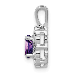 Sterling Silver Rhodium-plated Amethyst & Diam. Pendant - 5