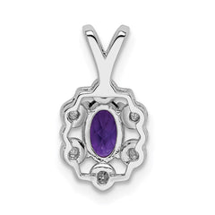 Sterling Silver Rhodium-plated Amethyst & Diam. Pendant - 5