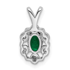 Sterling Silver Rhodium-plated Created Emerald & Diam. Pendant - 3