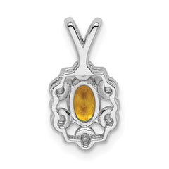 Sterling Silver Rhodium-plated Citrine & Diam. Pendant - 3