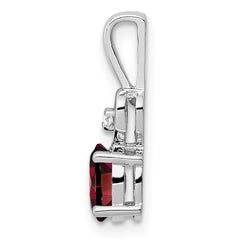 Sterling Silver Rhodium-plated Garnet & Diam. Pendant - 4
