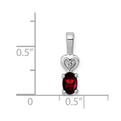 Sterling Silver Rhodium-plated Garnet & Diam. Pendant - 4