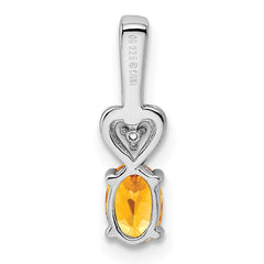 Sterling Silver Rhodium-plated Citrine & Diam. Pendant - 4