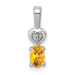 Sterling Silver Rhodium-plated Citrine & Diam. Pendant - 4