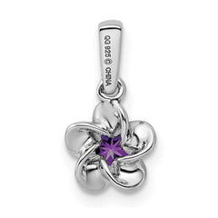 Sterling Silver Rhodium-plated Floral Amethyst Pendant