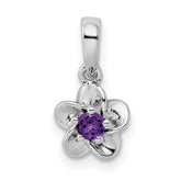 Sterling Silver Rhodium-plated Floral Amethyst Pendant