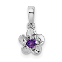 Sterling Silver Rhodium-plated Floral Amethyst Pendant