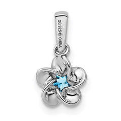 Sterling Silver Rhodium-plated Floral Blue Topaz Pendant - 2