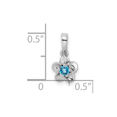 Sterling Silver Rhodium-plated Floral Blue Topaz Pendant - 2