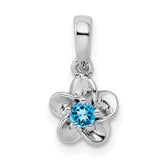Sterling Silver Rhodium-plated Floral Blue Topaz Pendant - 2