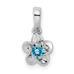 Sterling Silver Rhodium-plated Floral Blue Topaz Pendant - 2