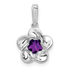 Sterling Silver Rhodium-plated Floral Amethyst Pendant - 2