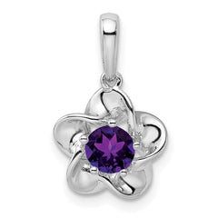 Sterling Silver Rhodium-plated Floral Amethyst Pendant - 2