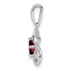 Sterling Silver Rhodium-plated Floral Garnet Pendant - 2
