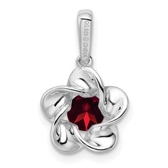 Sterling Silver Rhodium-plated Floral Garnet Pendant - 2