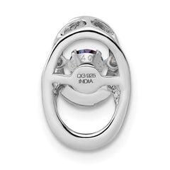 Sterling Silver Rhodium Created Alexandrite Birthstone Vibrant Chain Slide