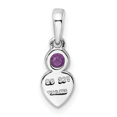 Sterling Silver Rhodium-plated Polished Amethyst Heart Pendant