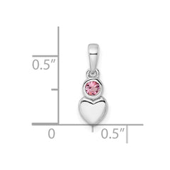 Sterling Silver Rhodium-plated Polished Pink Tourmaline Heart Pendant